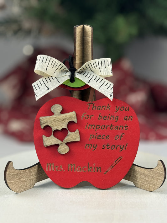 Personalized Apple Teacher Appreciation Ornament