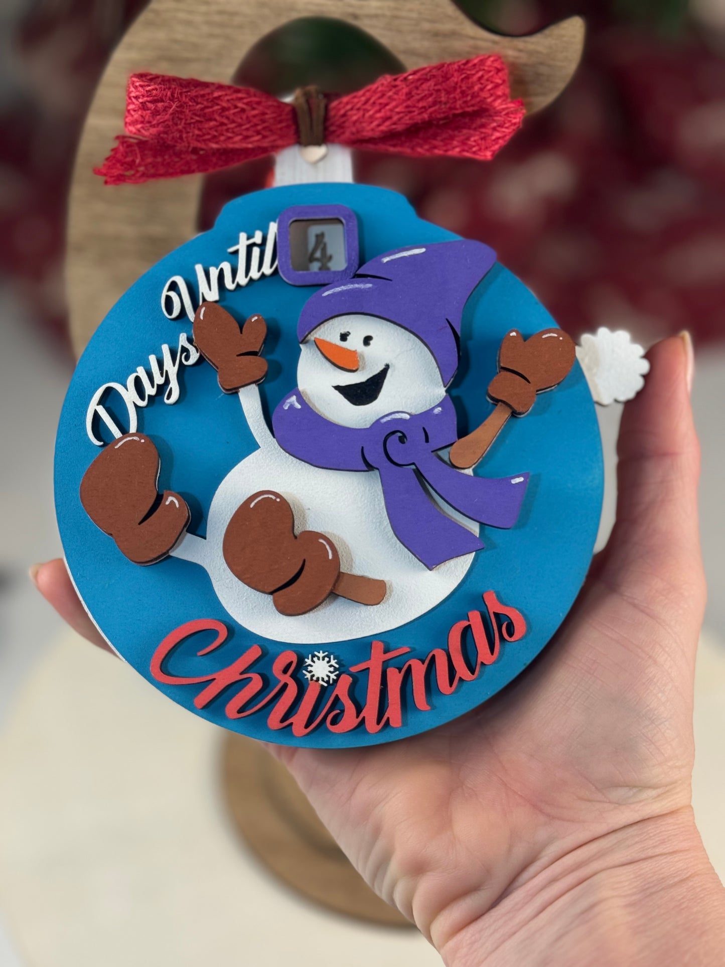 Blue Snowman Christmas Countdown Ornament