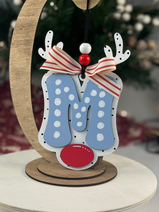 Personalized Christmas Letter Ornament/stocking tag, Dalmatian Print Monogram