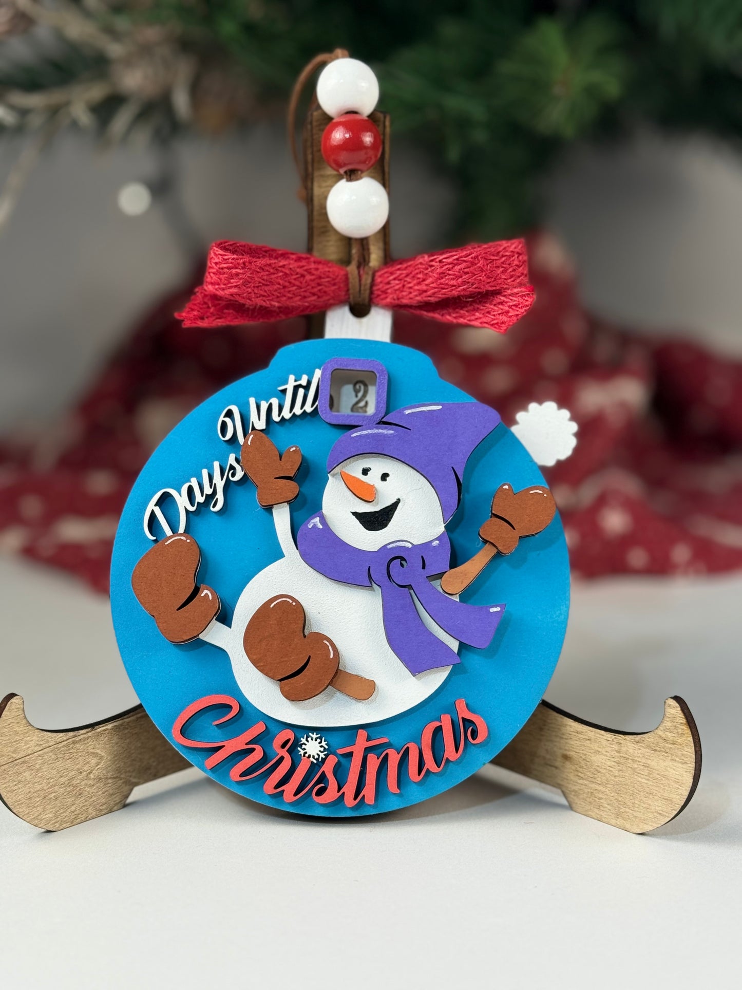 Blue Snowman Christmas Countdown Ornament