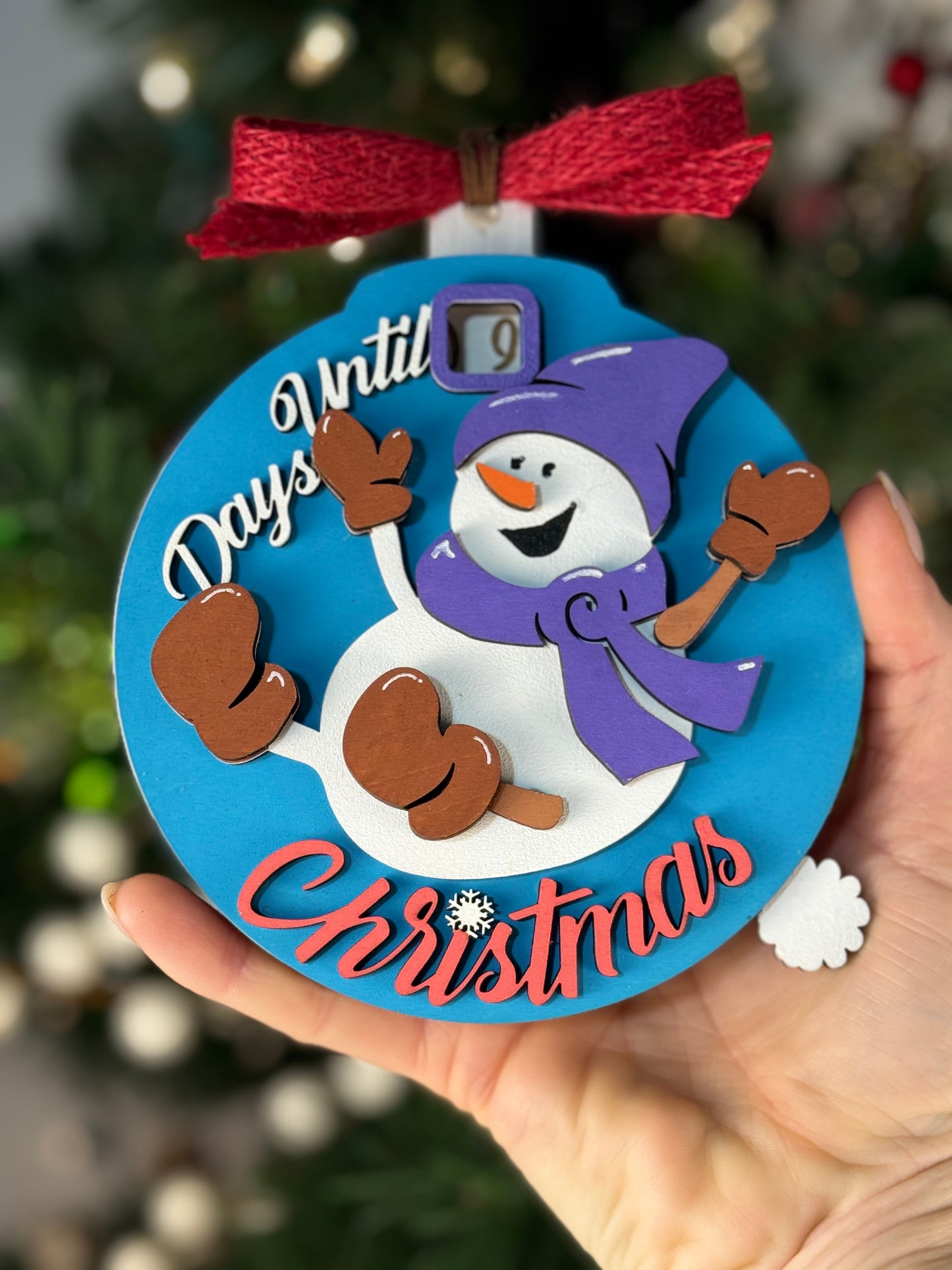 Blue Snowman Christmas Countdown Ornament