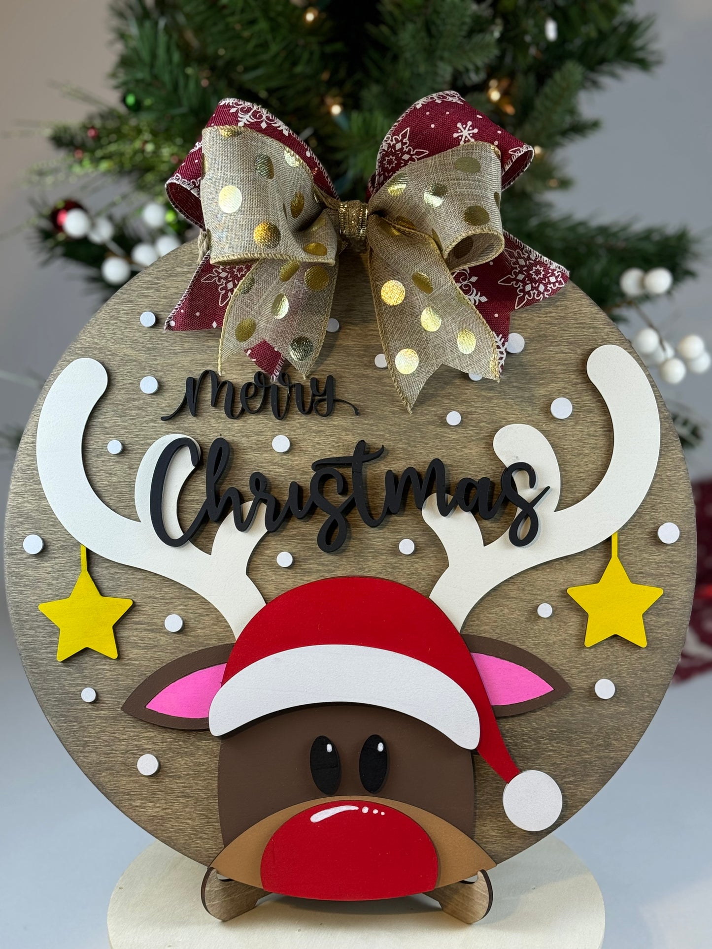 Merry Christmas Reindeer Doorhanger