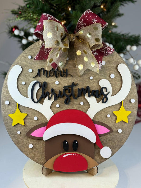 Merry Christmas Reindeer Doorhanger