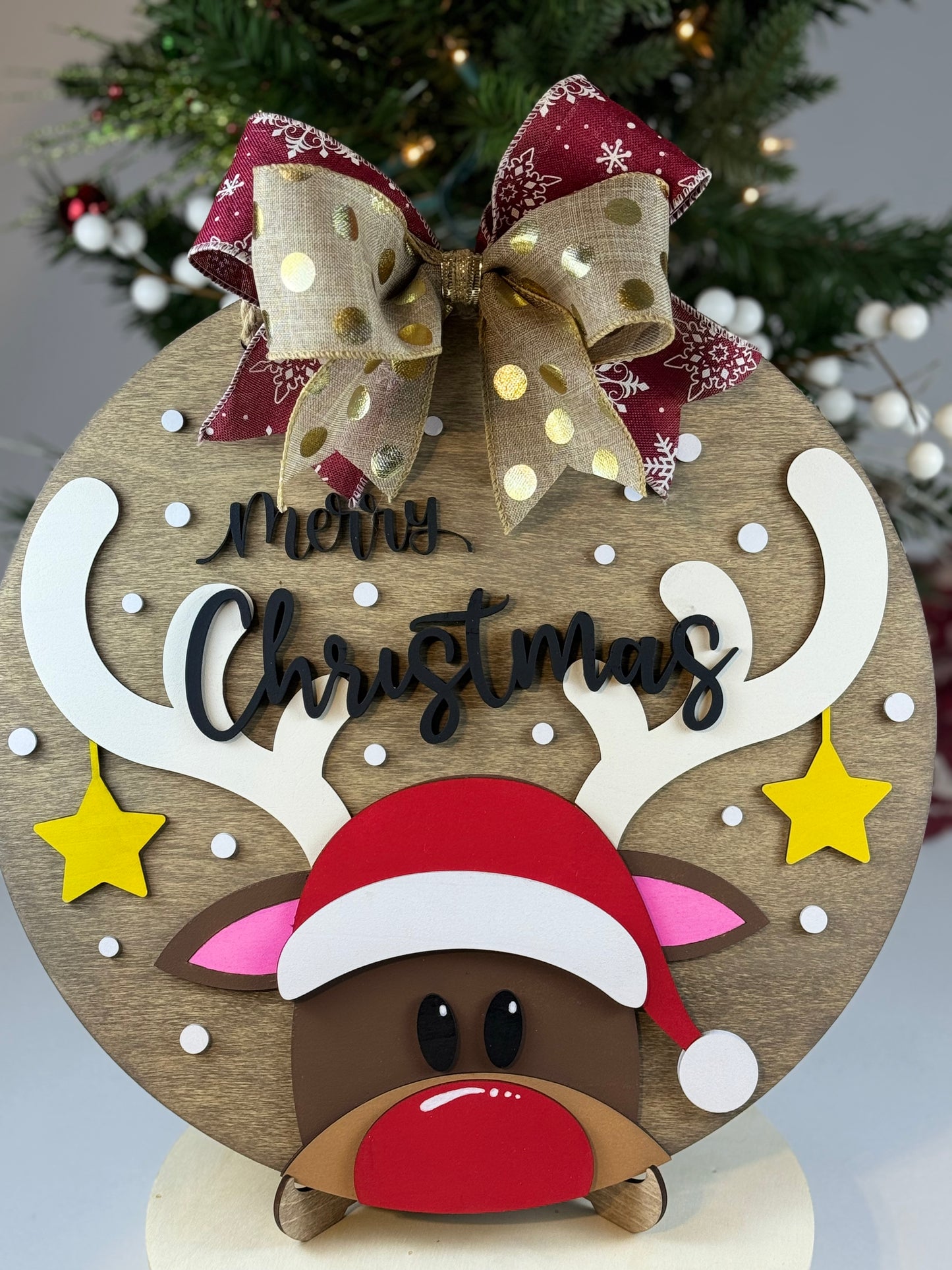 Merry Christmas Reindeer Doorhanger